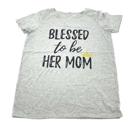 New Blessed to Be Her Mom Short Sleeve T-Shirt Size Large Womens Light Gray L - Picture 1 of 4